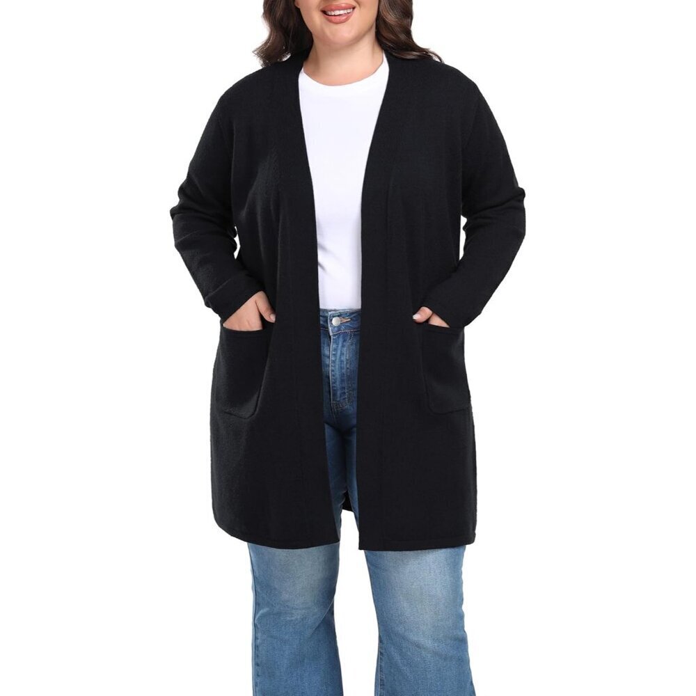 Plus Size Sweater Cardigan Open Front Soft Stretch Medium Weight